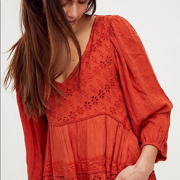 Free People Womens Small Mockingbird Maxi Dress in Burnt Orange Rooibos Tea - Picture 4 of 4